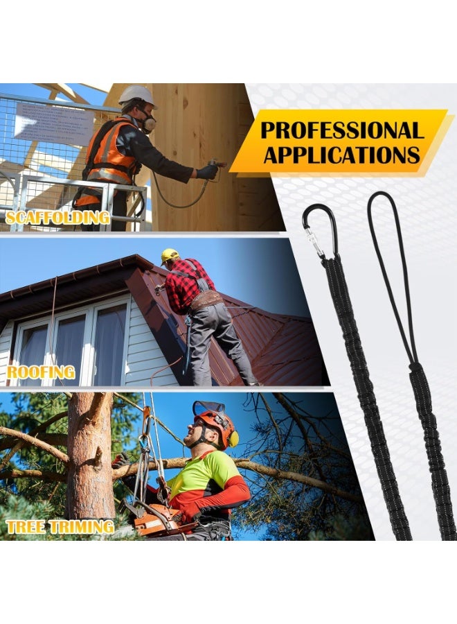 8 Pcs Tool Lanyard Standard Length Safety Tool Leash 17.6lb 8kg Tough Adjustable Fall Protection Tether with Aluminum Screw Lock Buckle, Shock Cord Stopper and Retractable Loop End, Black - Image 3